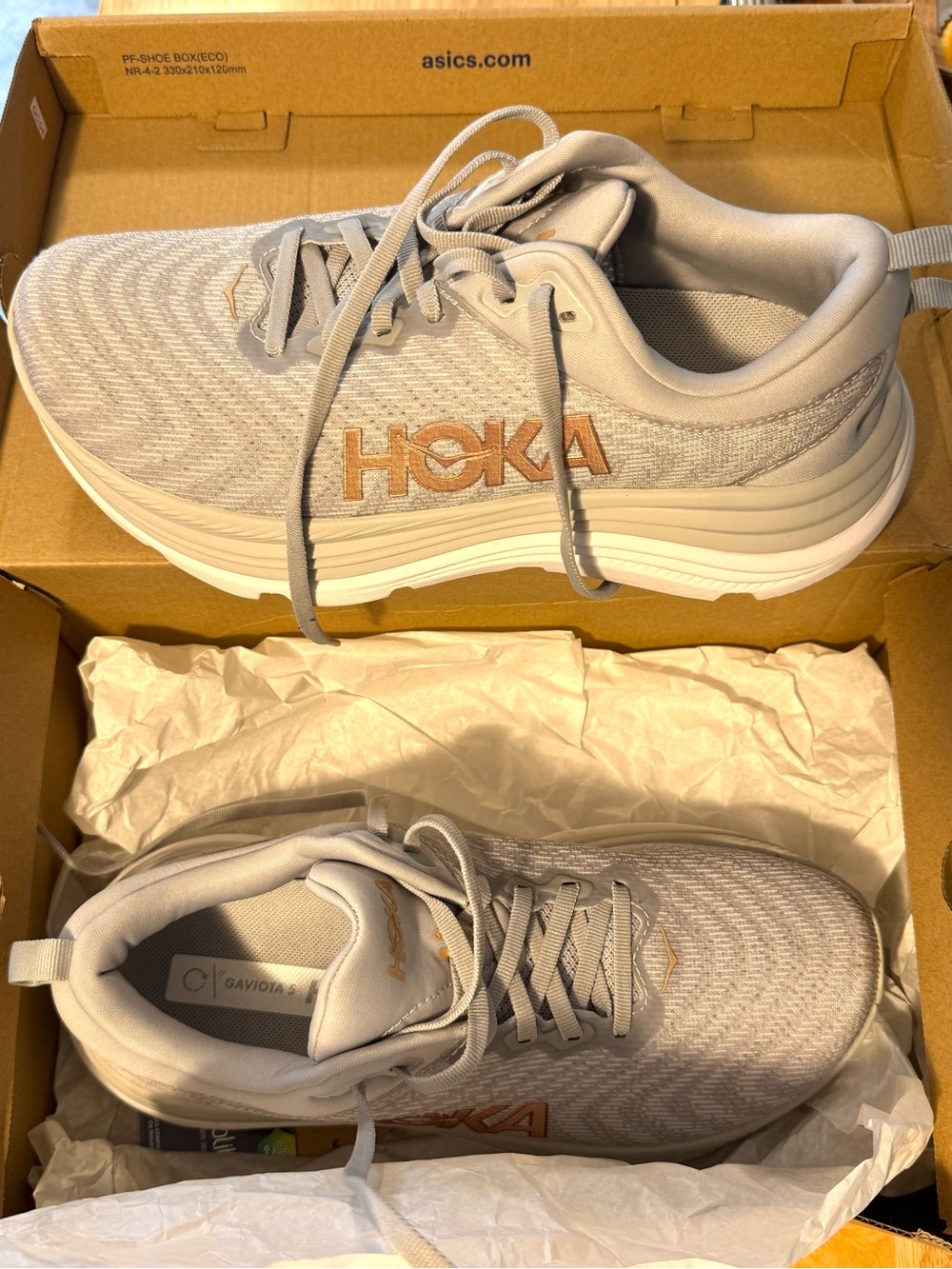 Hoka One One Women's Neutral Shoes in Light Gray with Copper Logo - Picture 1 of 5